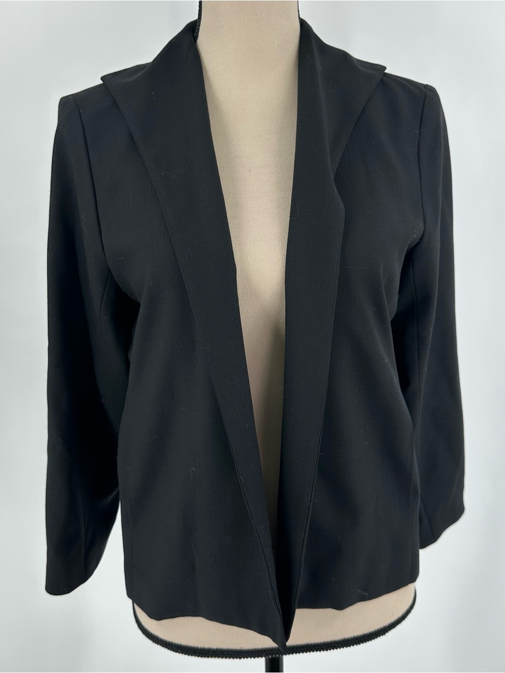Eileen Fisher Black Wool Blazer Petite‎ Medium Lightweight Open Front Capsule